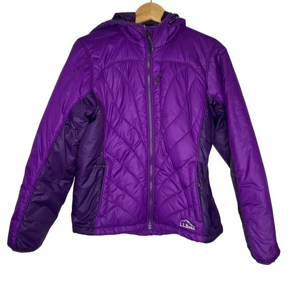 L.L.Bean Woman's Primaloft Packaway Hooded Jacket Coat Purple size Small - Picture 1 of 5